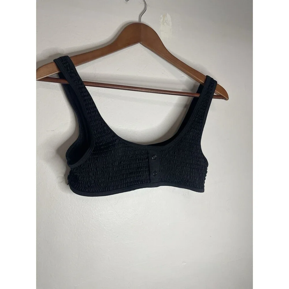 Kendall And Kylie Black Textured Swim Top Medium